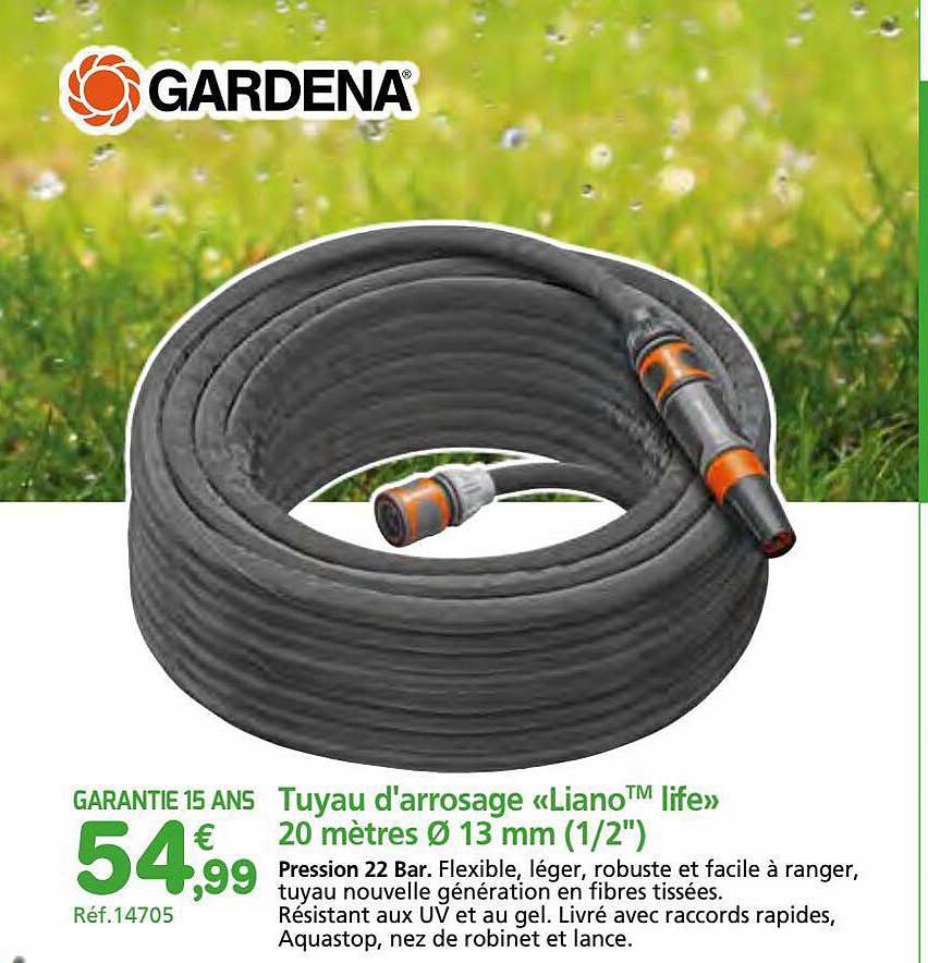 Tuyau D'arrosage «liano Life» 20 Mètres ø 13 Mm (1-2")