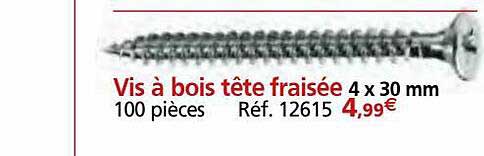 vis à bois tête fraisée