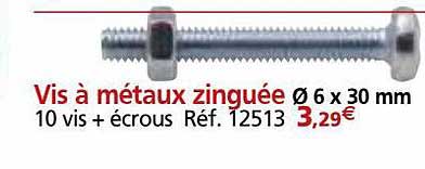Vis à Métaux Zinguée