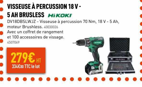 visseuse à percussion 18 v - 5 ah brushless hikoki