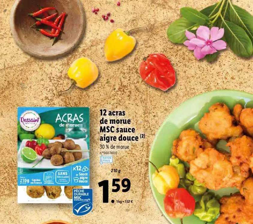 12 acras de morue msc sauce aigre douce