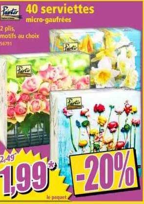 40 serviettes micro-gaufrées