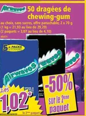 50 dragées de chewing-gum airwaves