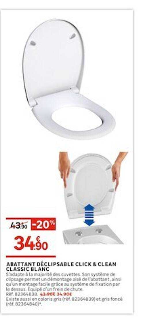 abattant déclipsable click & clean classic blanc