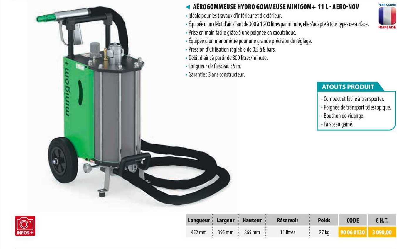 aérogommeuse hydro gommeuse minigom+ 11l - aero-nov