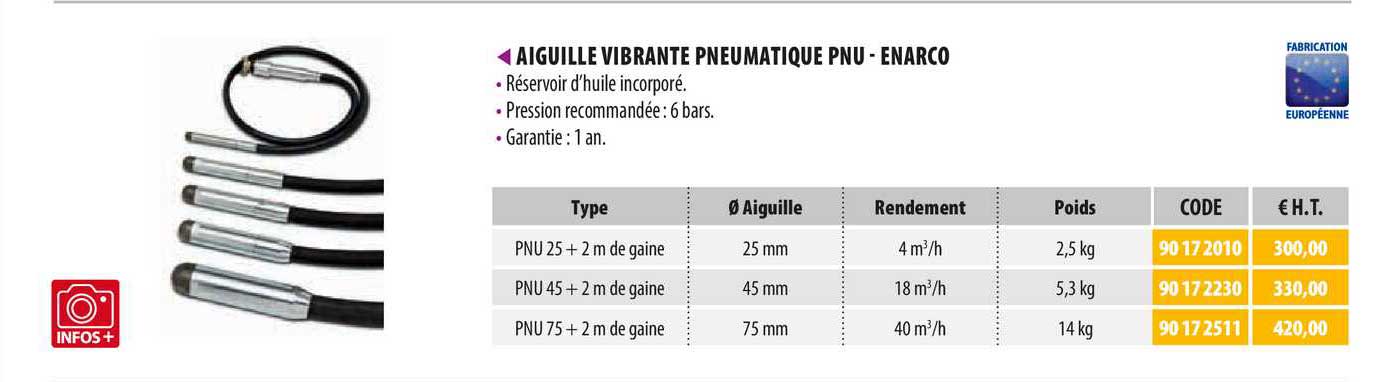 aiguille vibrante pneumatique pnu - enarco