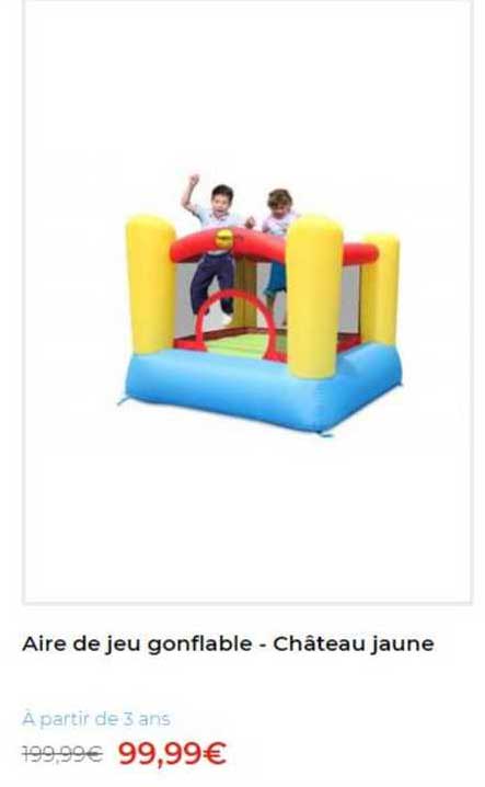 aire de jeu gonflable - château jaune
