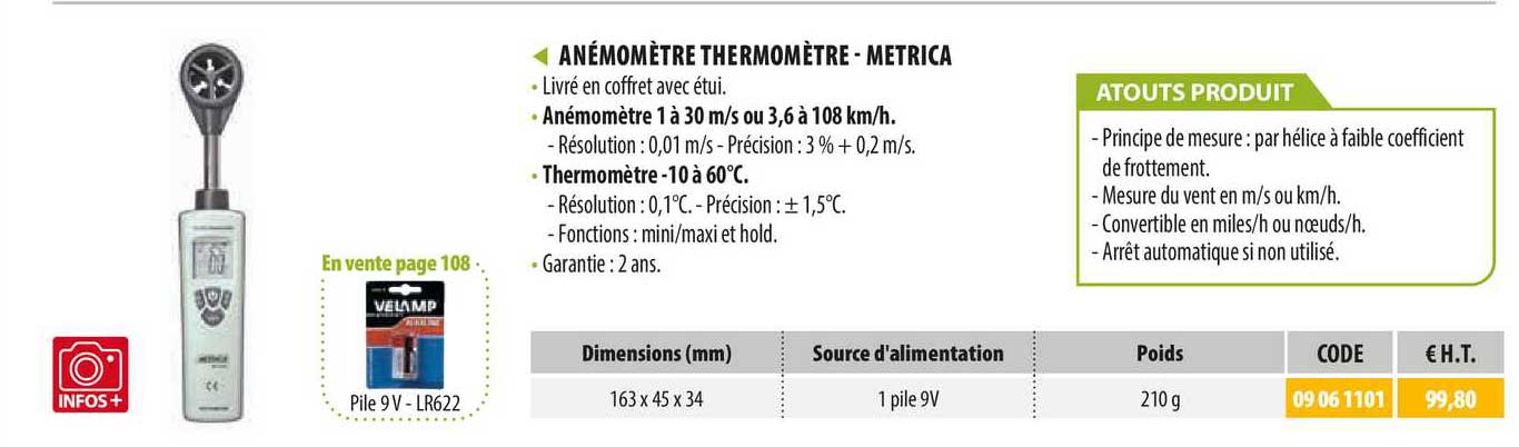 anémomètre thermomètre - metrica