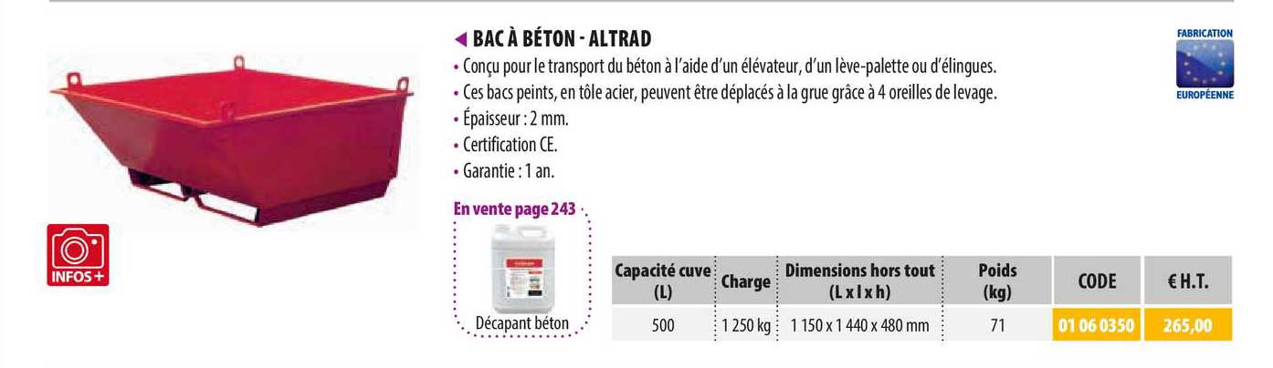 Bac à Béton - Altrad