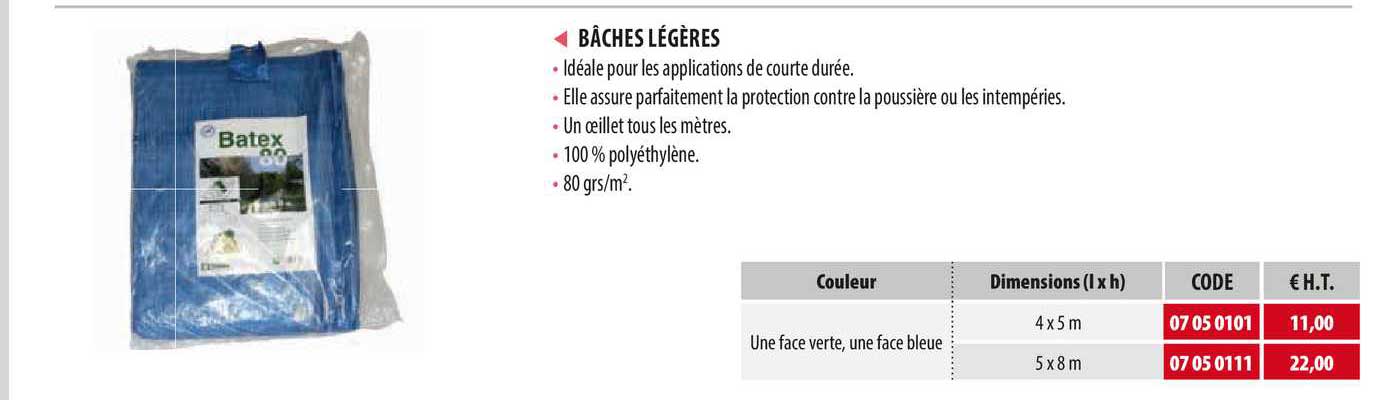 bâches légères