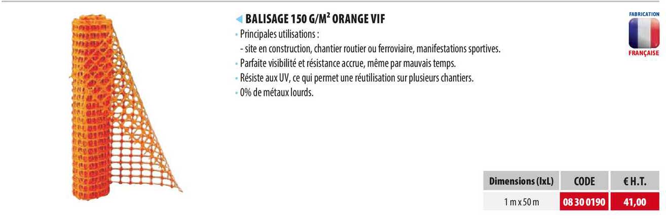 balisage 150 g-m2 orange vif