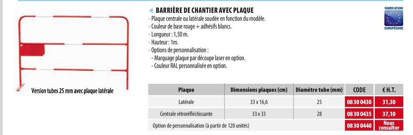 Barrière De Chantier Avec Plaque