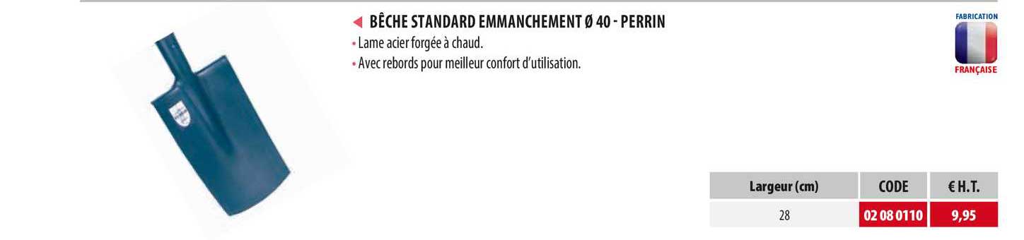 bêche standard emmanchement 40 - perrin
