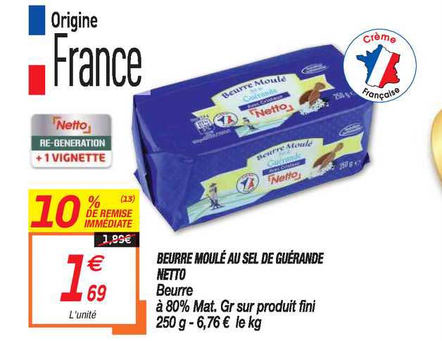 Beurre Moulé Au Sel De Guérande Netto