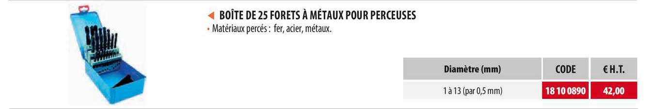 boîte de 25 forets à métaux pour perceuses