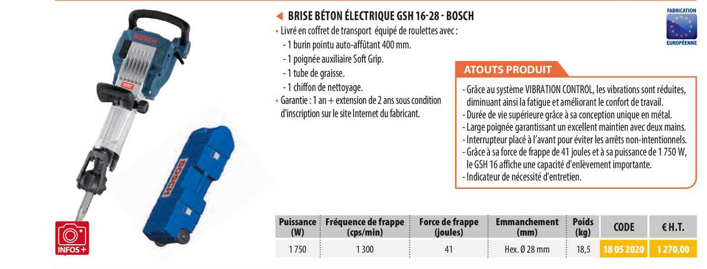 brise béton électrique gsh 16-28 - bosch