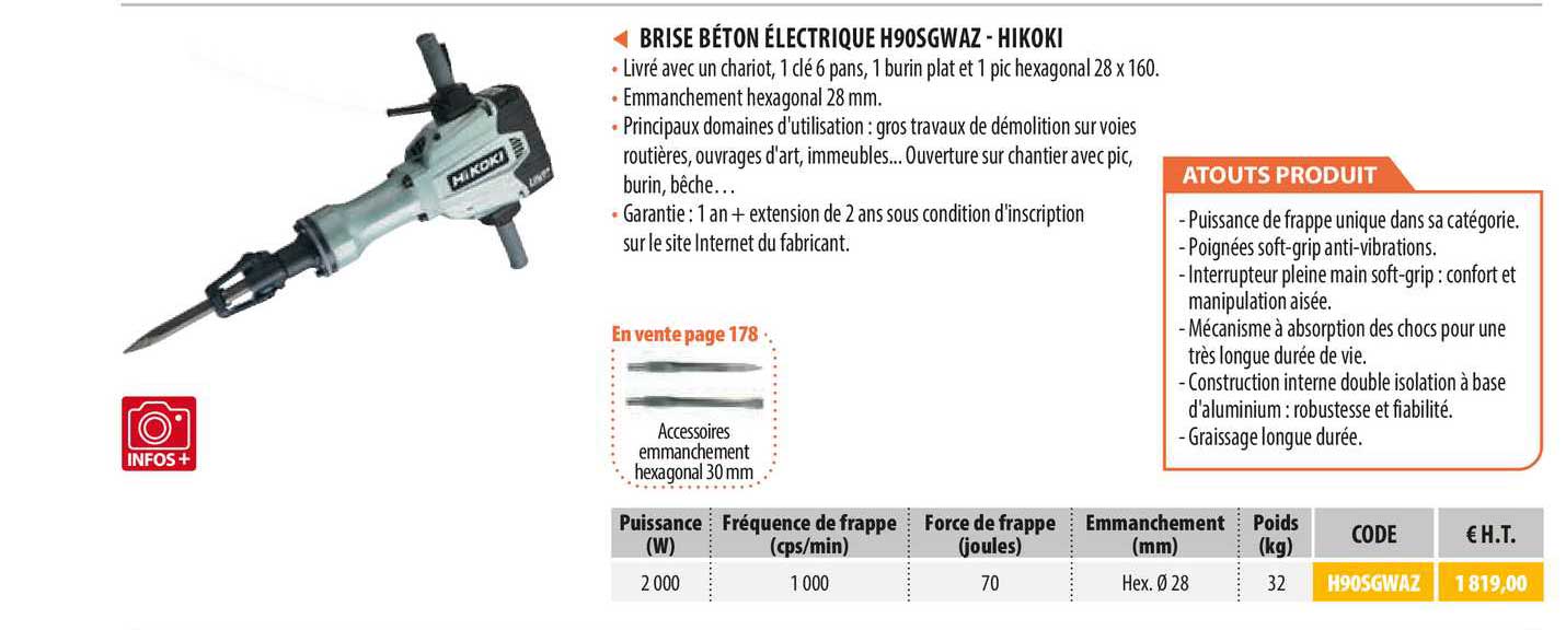 brise béton électrique h90sgwaz - hikoki