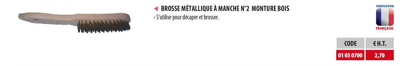brosse métallique à manche n°2 monture bois
