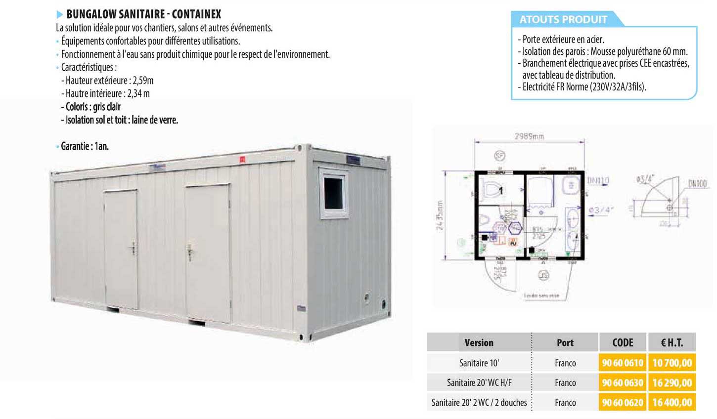 bungalow sanitaire - containex
