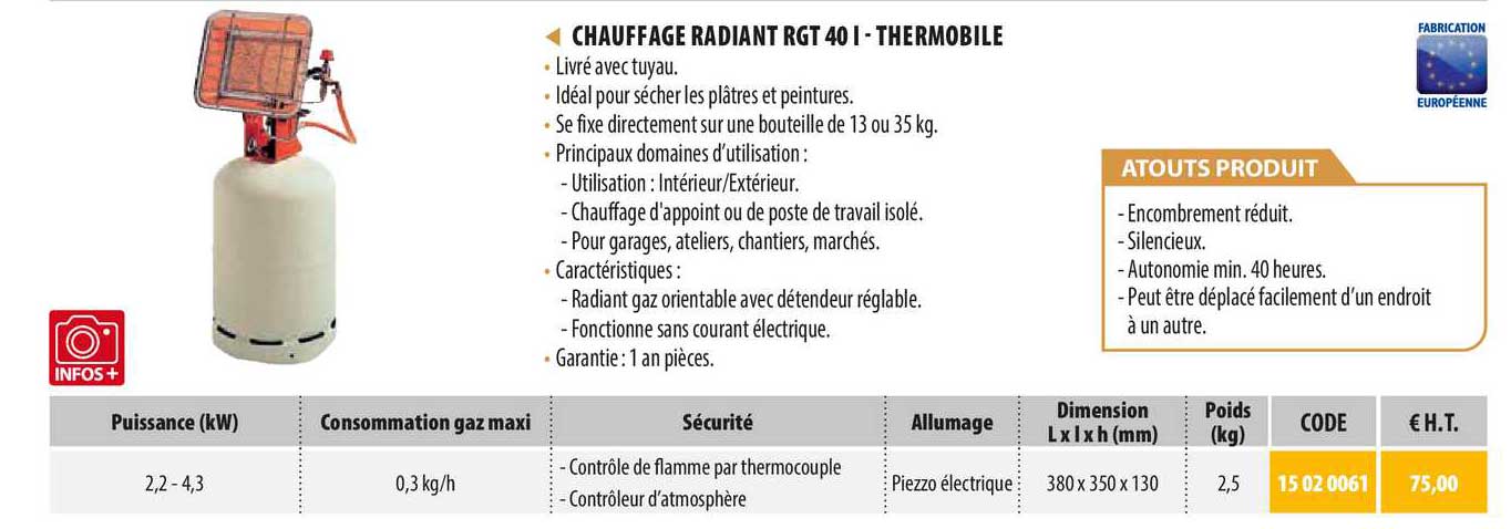 Chauffage Radiant Rgt 40 L - Thermobile