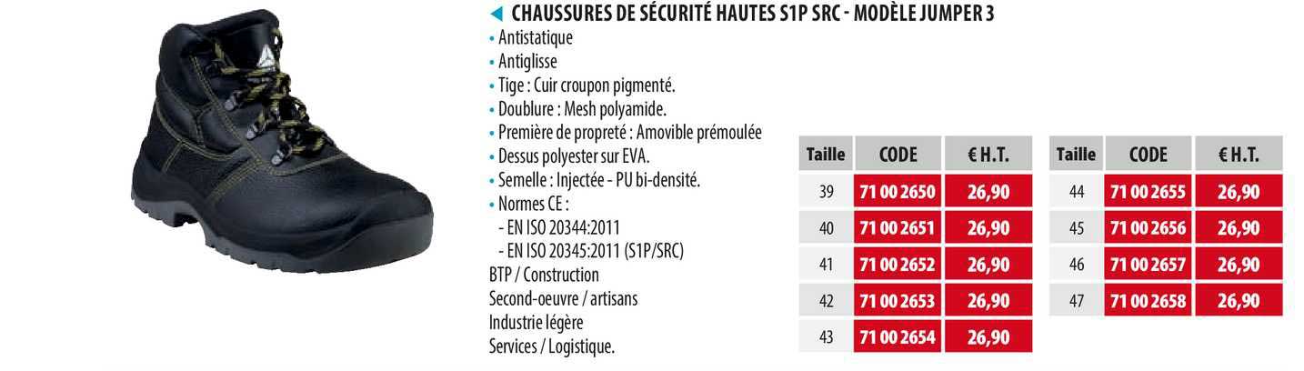chaussures de sécurité hautes s1p src - modèle jumper 3