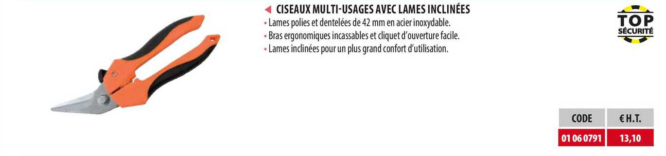 ciseaux multi-usages avec lames inclinées