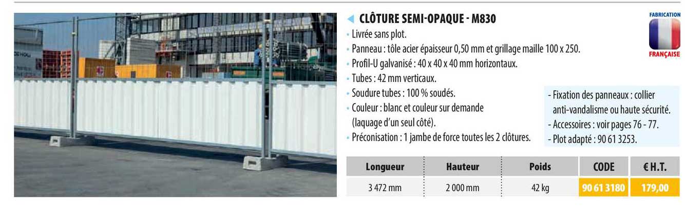 clôture semi-opaque - m830