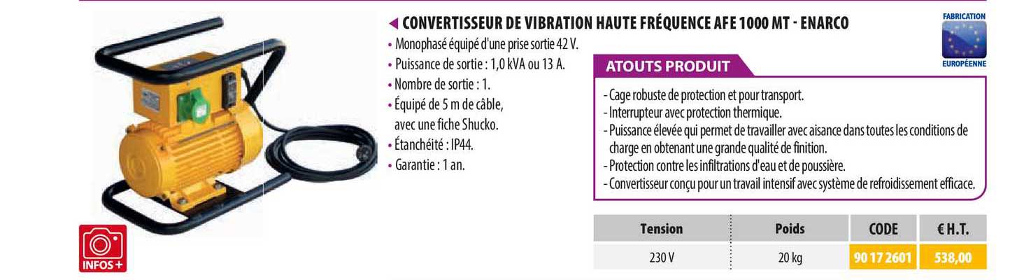 convertisseur de vibration haute fréquence afe 1000 mt - enarco