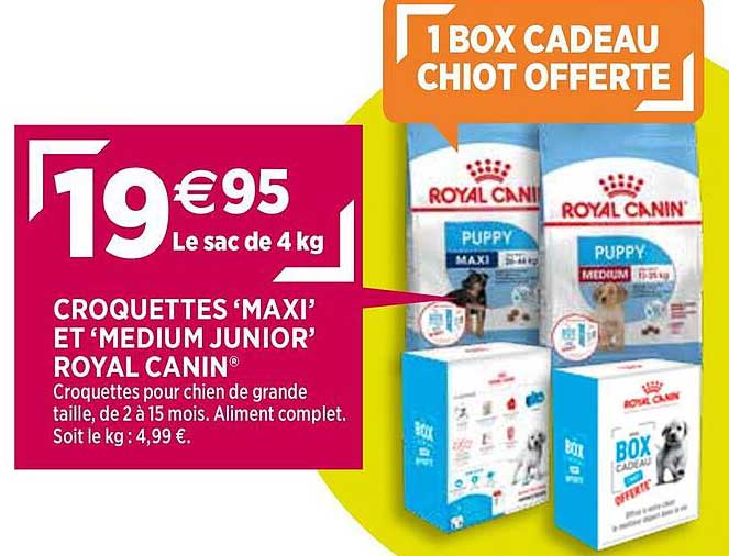 croquettes "maxi" et "medium junior" royal canin