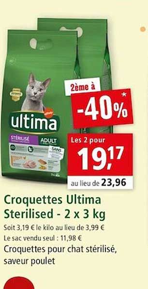 Croquettes Ultima Sterilised  - 2  X 3 Kg