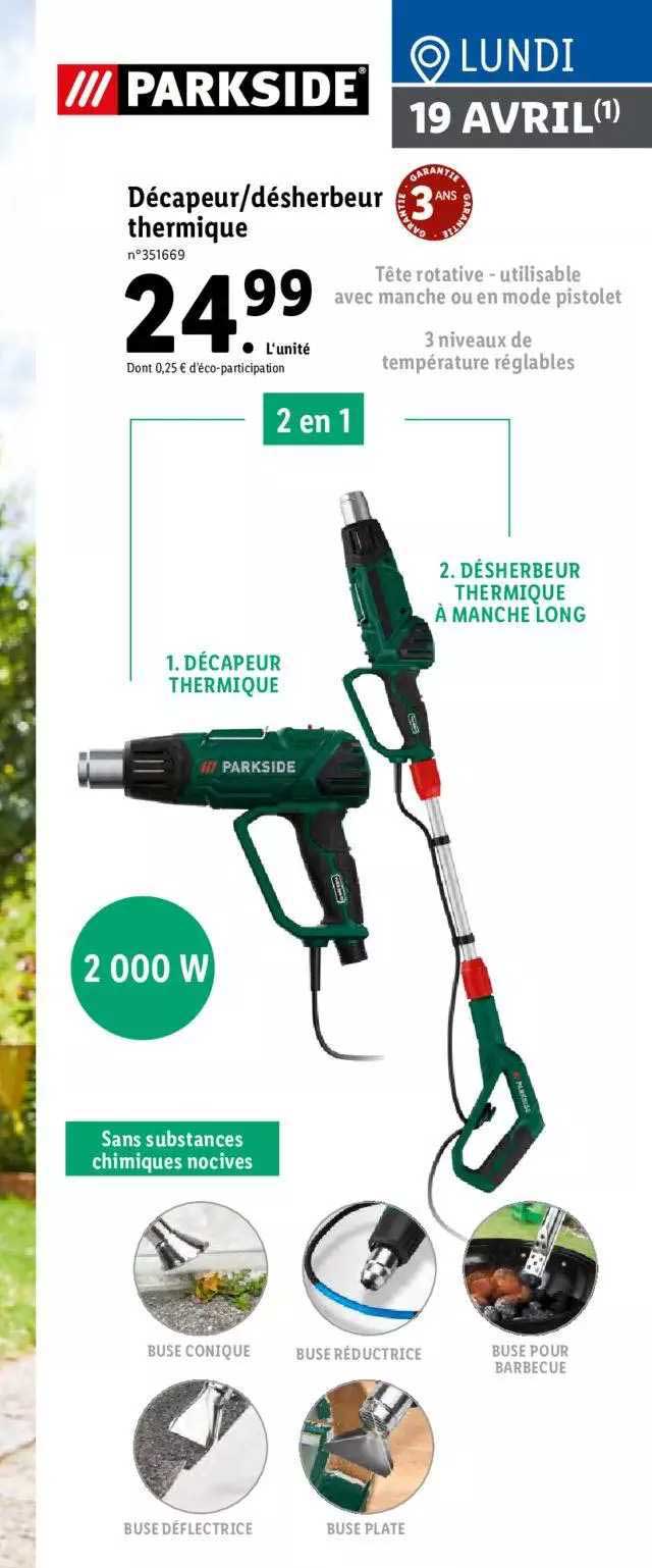 décapeur - désherbeur thermique parkside