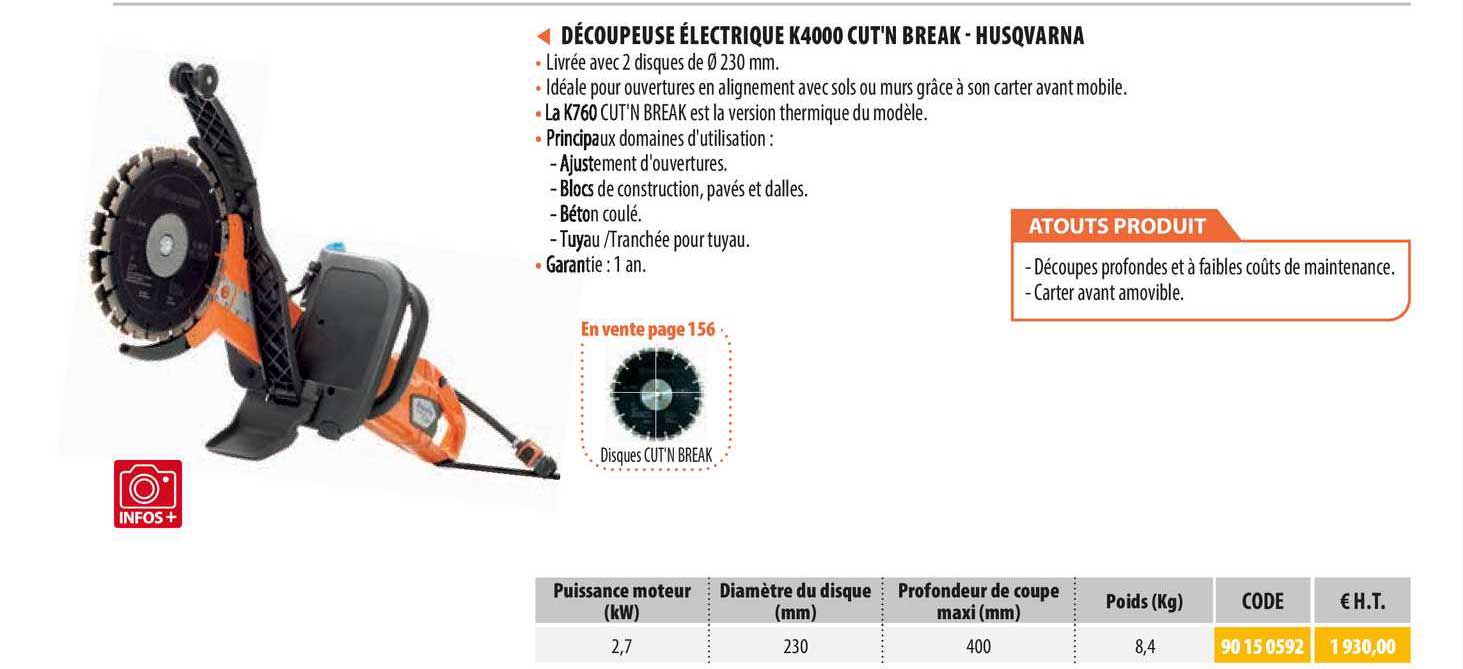découpeuse électrique k4000 cut'n break - husqvarna
