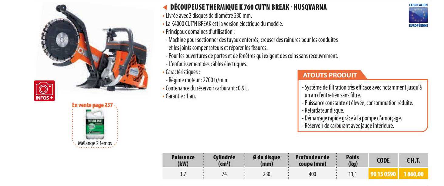 découpeuse thermique k 760 cut'n break - husqvarna