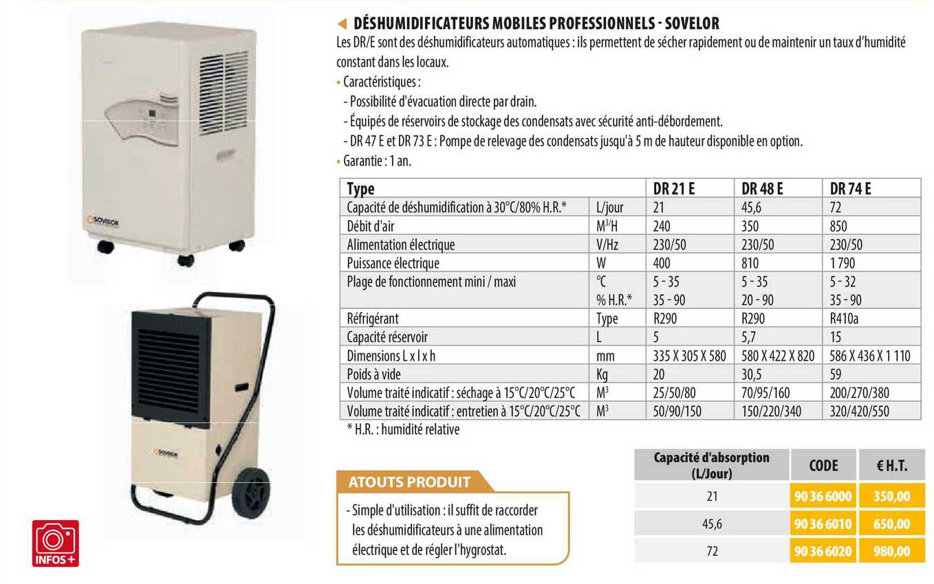 Déshumidificateurs Mobiles Professionnels - Sovelor