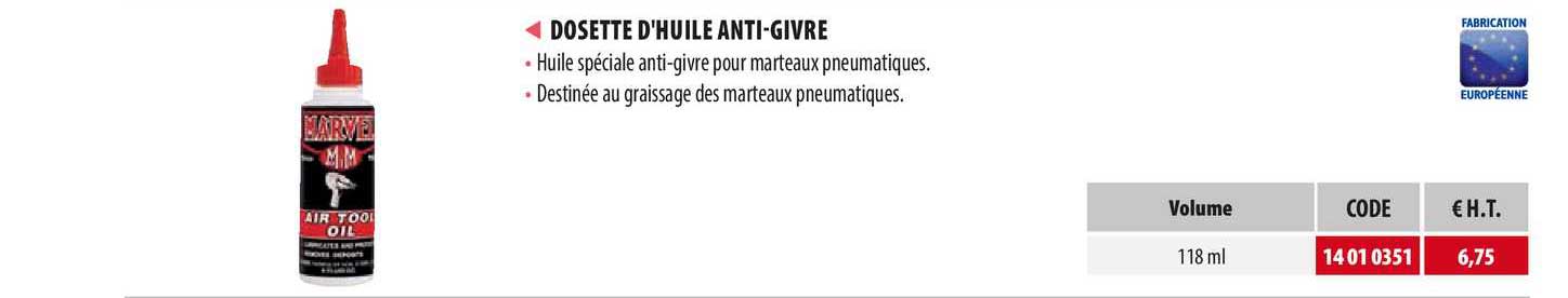 dosette d'huile anti-givre