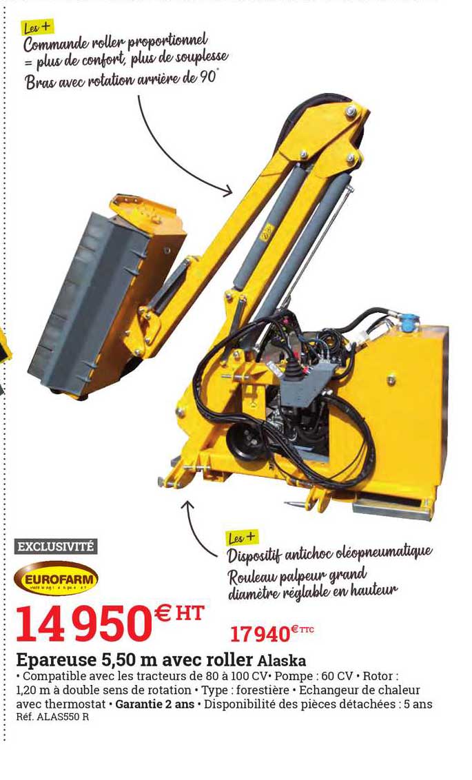 épareuse 5,50 m avec roller alaska