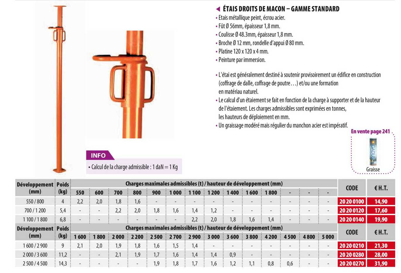 étais droits de macon - gamme standard