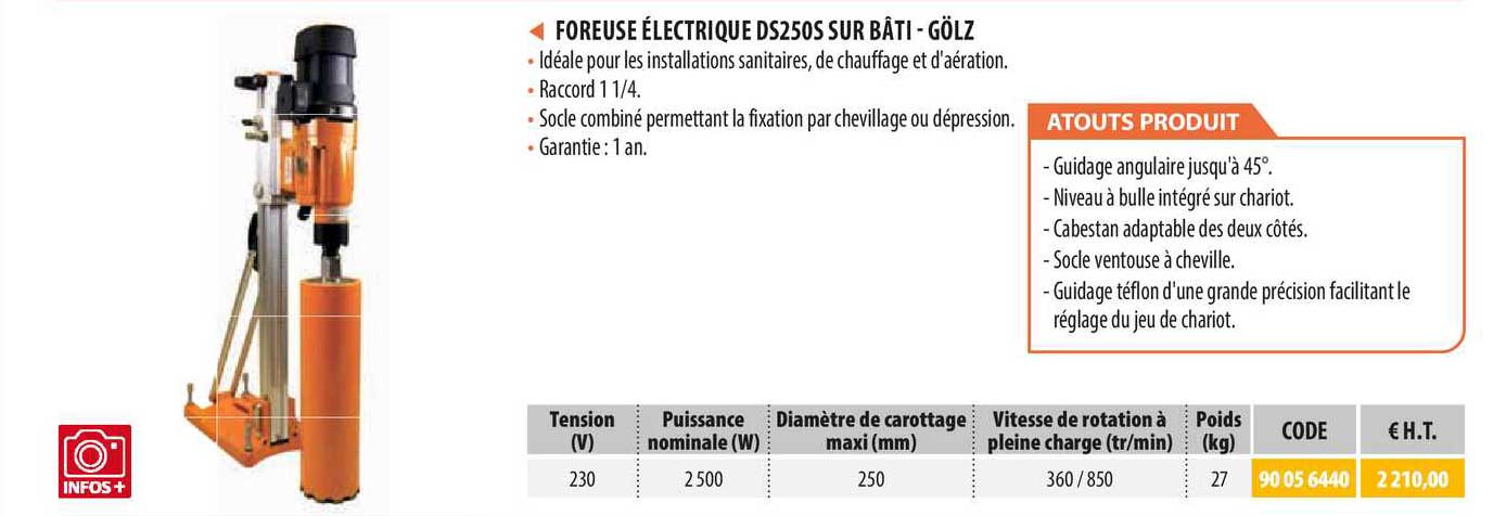 foreuse électrique ds250s sur bâti - gölz