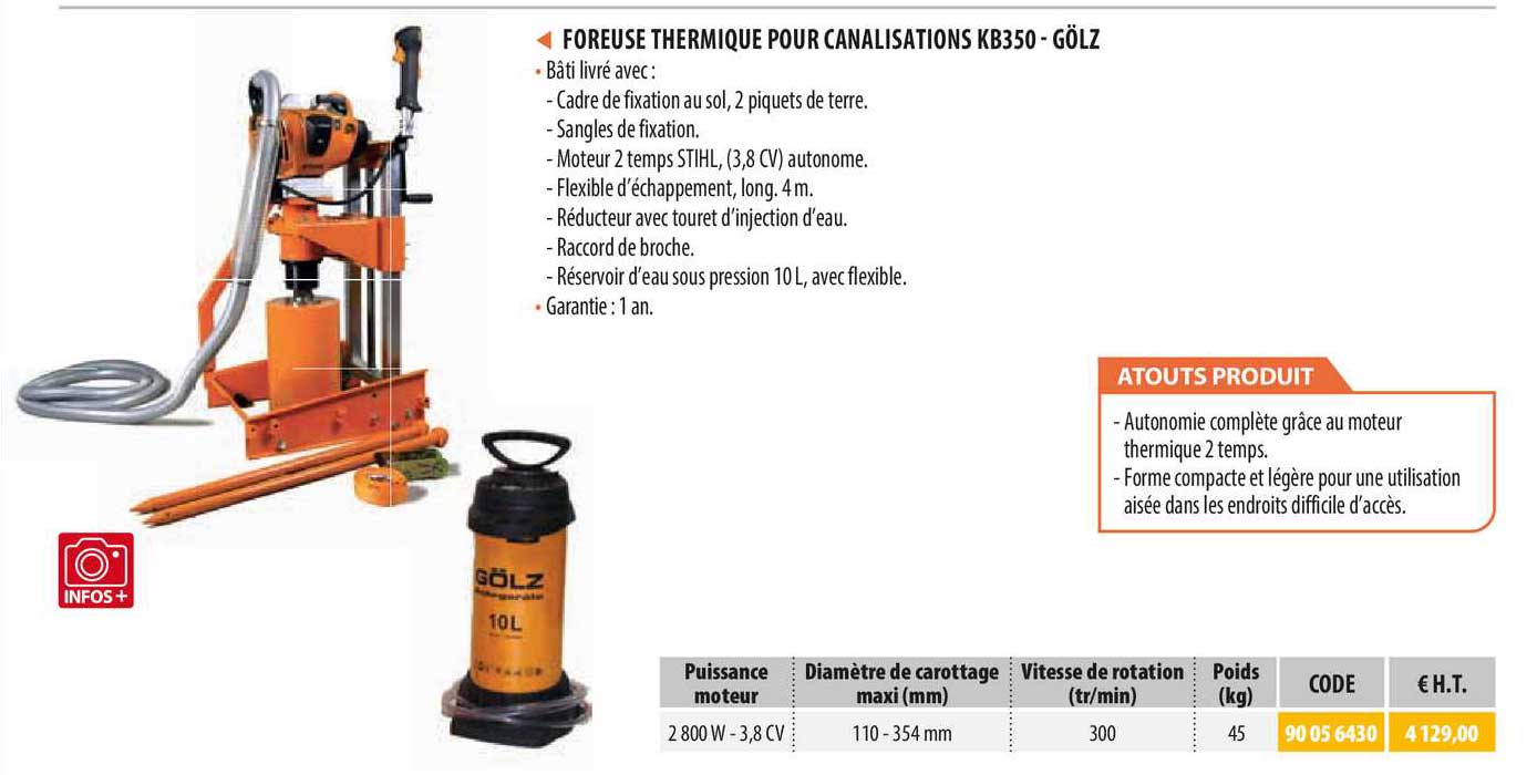 foreuse thermique pour canalisations kb350 - gölz