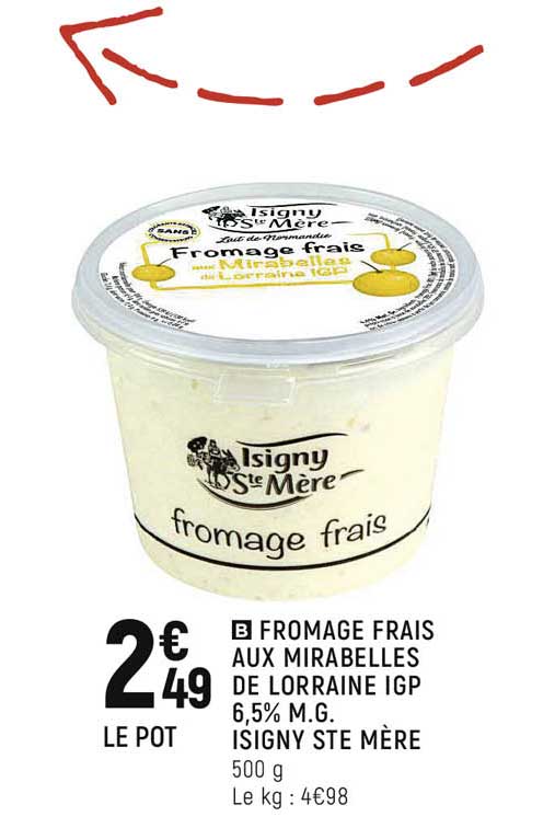fromage frais aux mirabelles de lorraine igp 6,5% m.g. isigny st mère