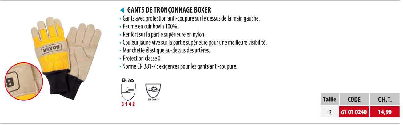 gants de tronçonnage boxer