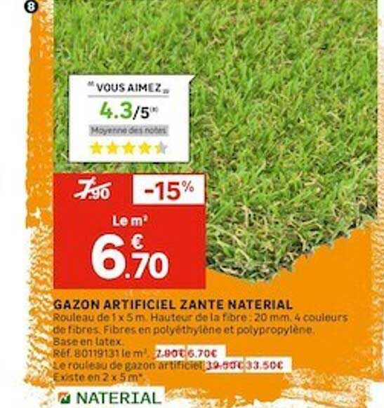 gazon artificiel zante naterial