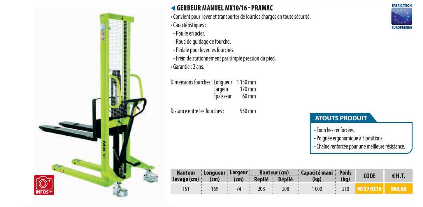 gerbeur manuel mx10-16 - pramac