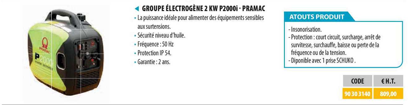 groupe électrogène 2 kw p2000i - pramac