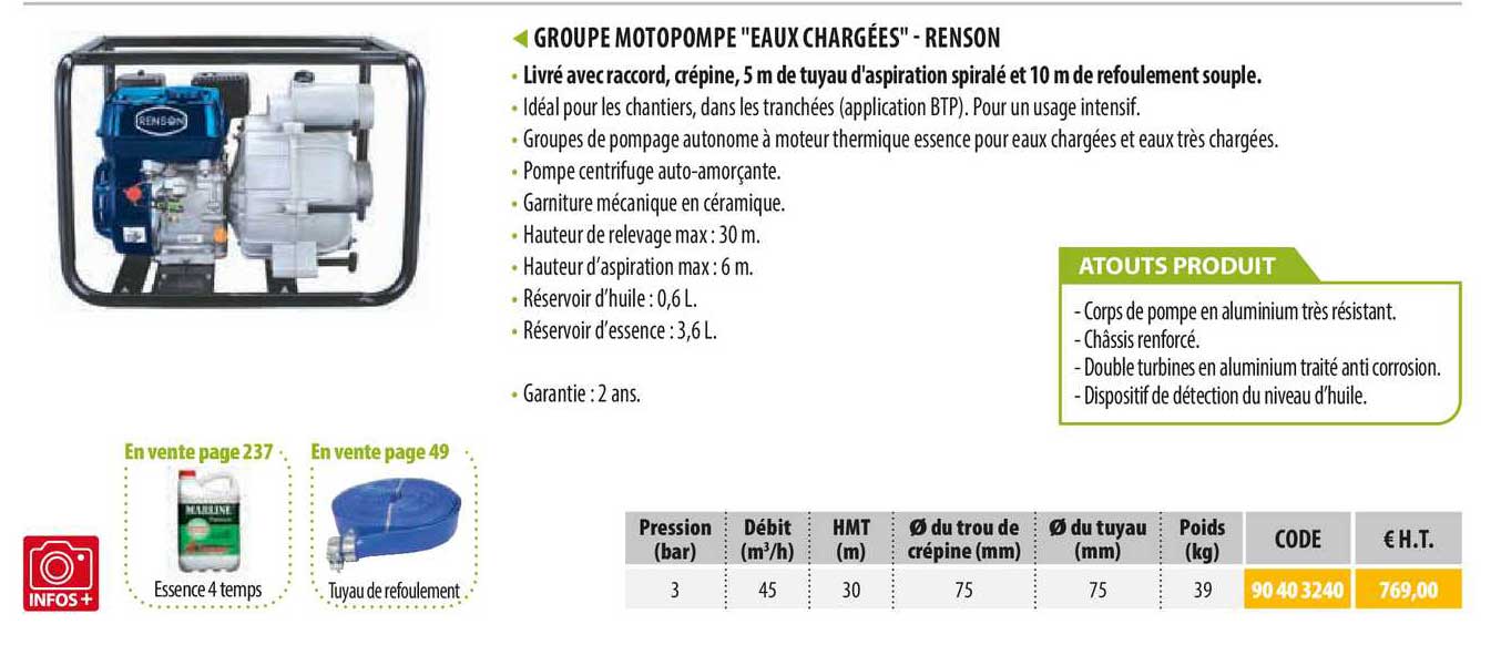 groupe motopompe "eaux chargées" - renson