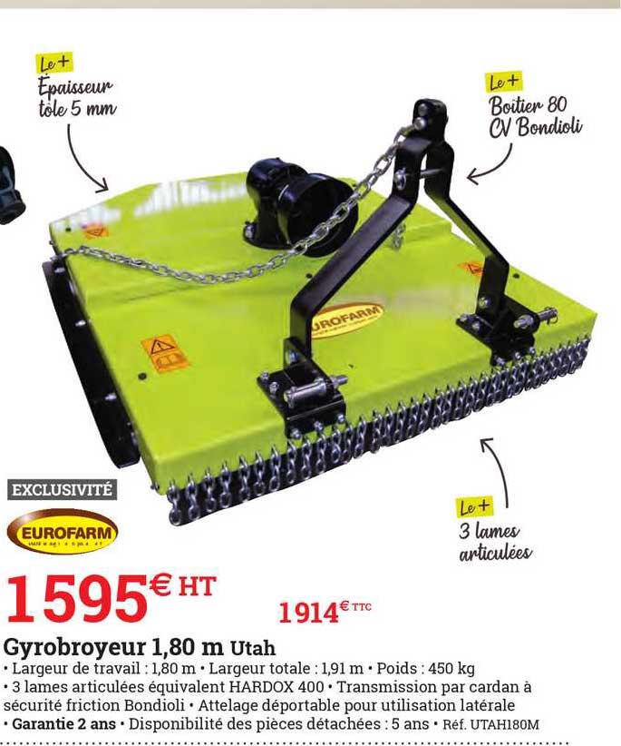 gyrobroyeur 1,80 m utah eurofarm