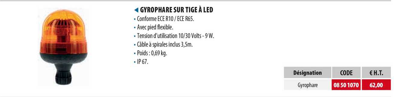 gyrophare sur tige à led