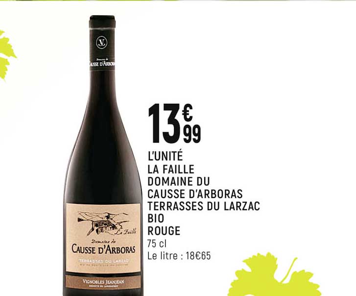 la faille domaine du causse d'arboras terrasses du larzac bio rouge