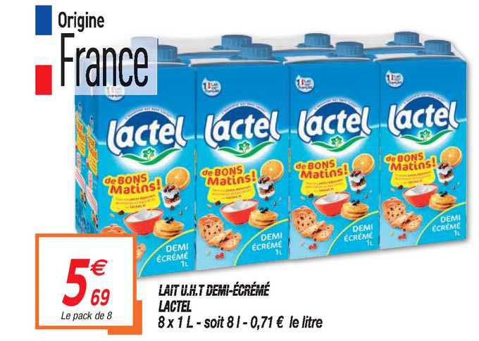 lait uht demi-écrémé lactel