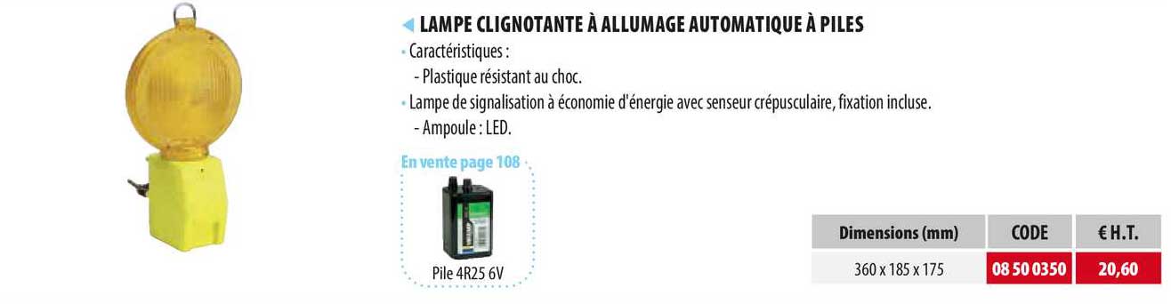 Lamlpe Clignotante à Allumage Automatique à Piles